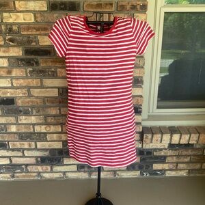 Size L Red and White Striped Dress. Hits above the knee. Great for July 4th.